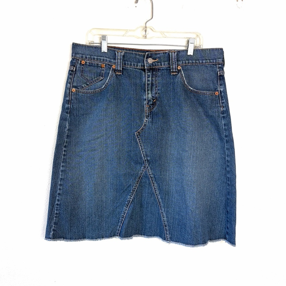 Levi's icon classic a-line skirt 
 Blue Denim Jean sz 16 cotton stretch midi